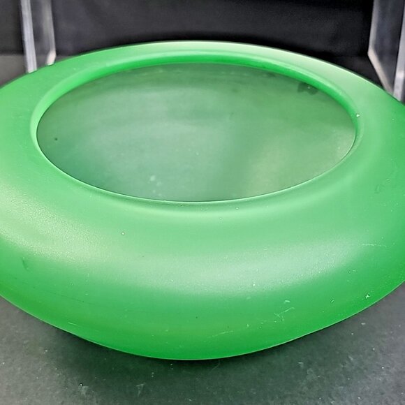 Uranium Tiffin Satin Green Glass Vase Bowl Geiger Confirmed, Amazing Piece! - Picture 14 of 16